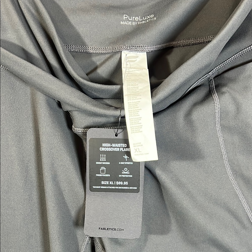 Fabletics Cross Waist Gray Athletic Flare Yoga Pants, Womens XL - Picture 6 of 9